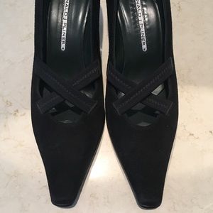 Donald Pliner black suede dress shoe, size 7 1/2